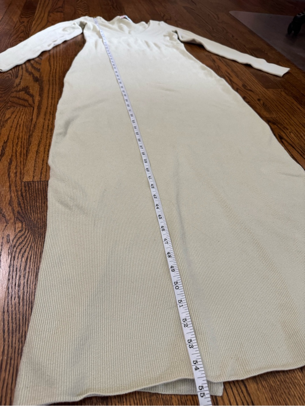 FP Beach Free People L Cream Ribbed Knit Long Sleeve Maxi Dress - Picture 7 of 8